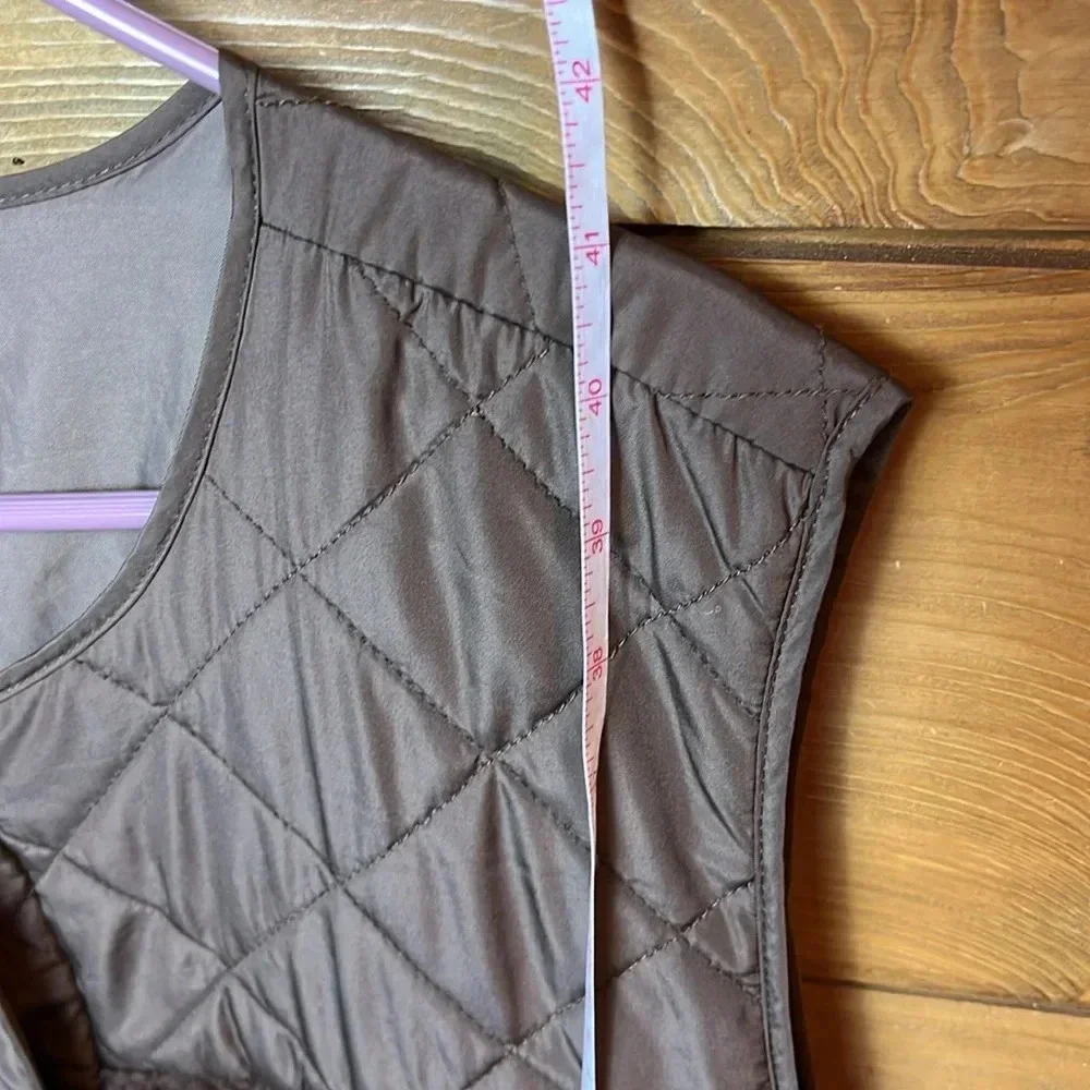 Noisy‎ May Women’s Brown Longline Mixed Quilted Teddy Vest XL Sleeveless Pockets